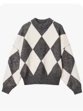 H&M x Pringle of Scotland | Argyle Grey and White Sweater